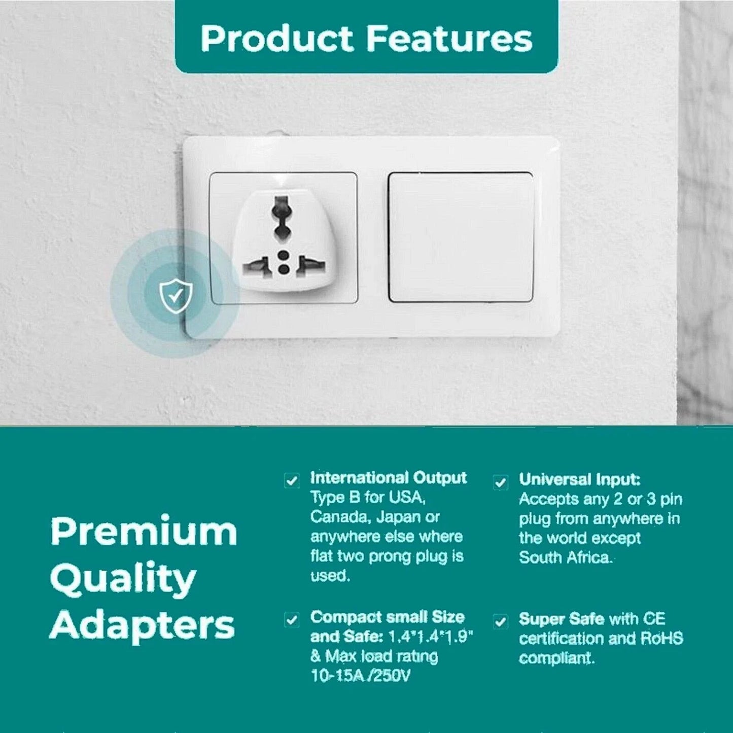 Universal Travel Plug Adapter – EU, US, AU, CN to UK Type G Converter