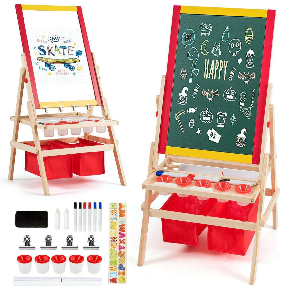 Children's Double Sided Easel with Storage Bags