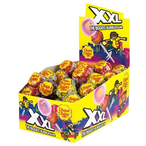 Chupa Chups XXL Strawberry Bubble Gum Lollipop 29g, 25 Pack