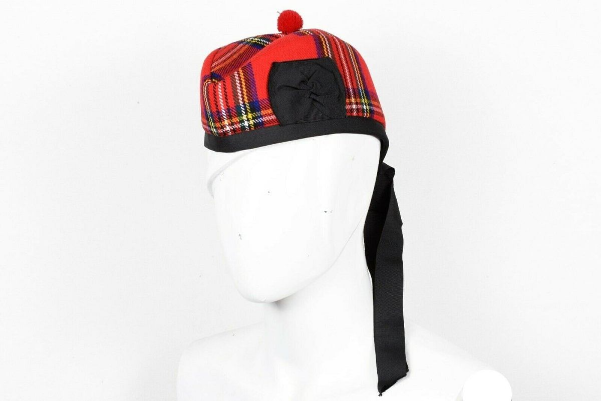 Scottish Highland Wear Acrylic Wool Traditional Royal Stewart Tartan Glengarry Cap / Kilt Hat
