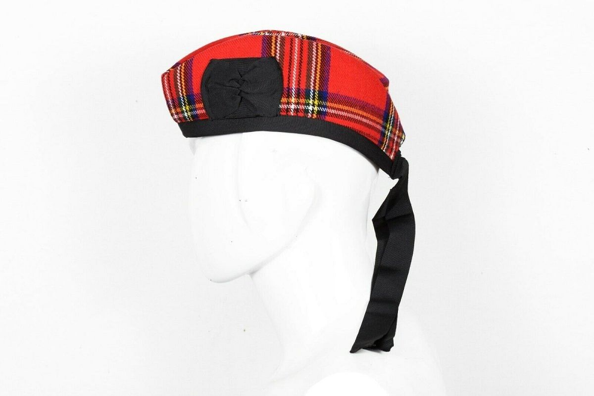 Scottish Highland Wear Acrylic Wool Traditional Royal Stewart Tartan Glengarry Cap / Kilt Hat