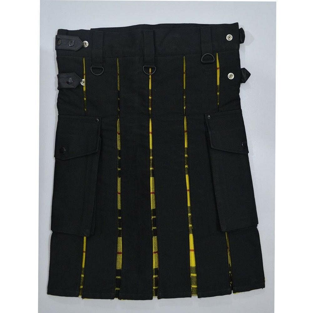 Scottish Hybrid Black & Mecleod of Lewis Tartan Kilt Men Handmade Utility Kilt