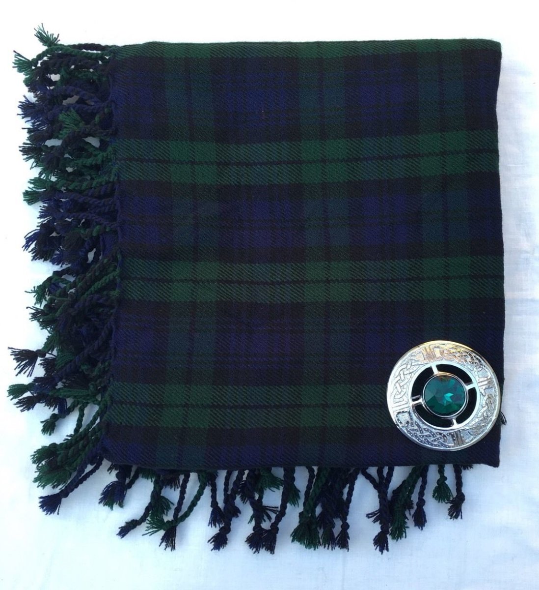 Scottish Kilt Fly Plaid Black Watch Tartan 48" x 48"/Highland Fly Plaid brooch