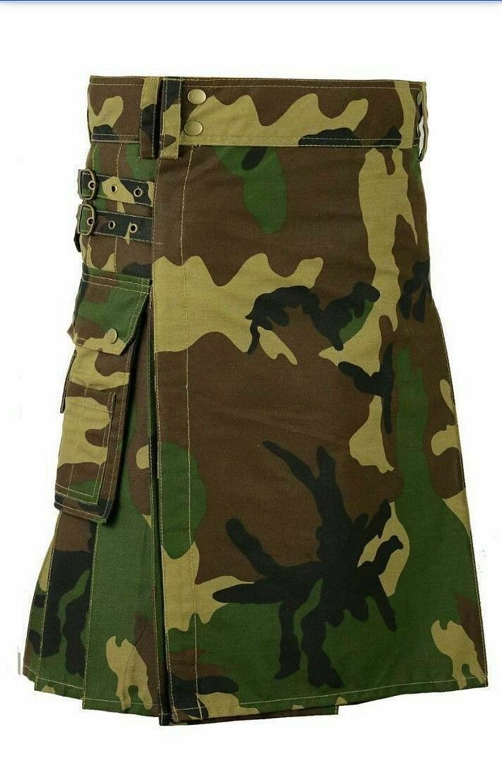 Scottish Mens Army Kilt Tactical Men Woodland Camouflage Tactical Army Utility