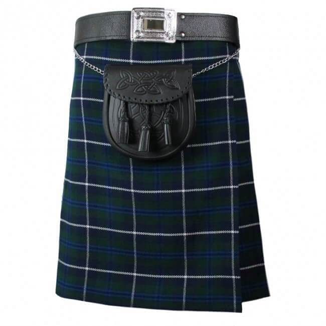 Scottish Men's Kilt Set Sporran, Chain,  Belt, Buckle, Pin Traditional Dress Tartan Kilts