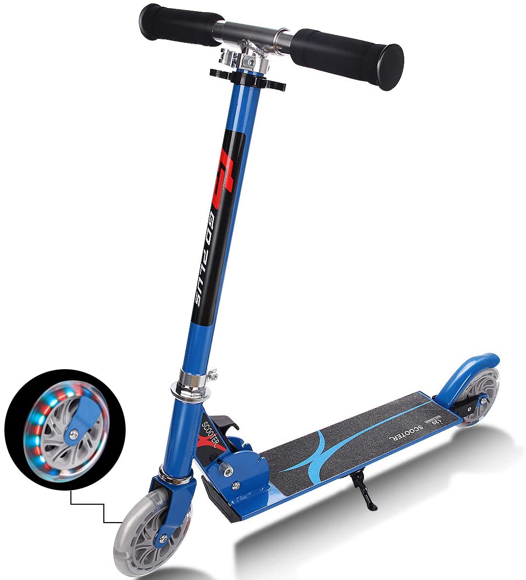 Kids Aluminum Folding Stunt Scooter with LED Wheels-Navy