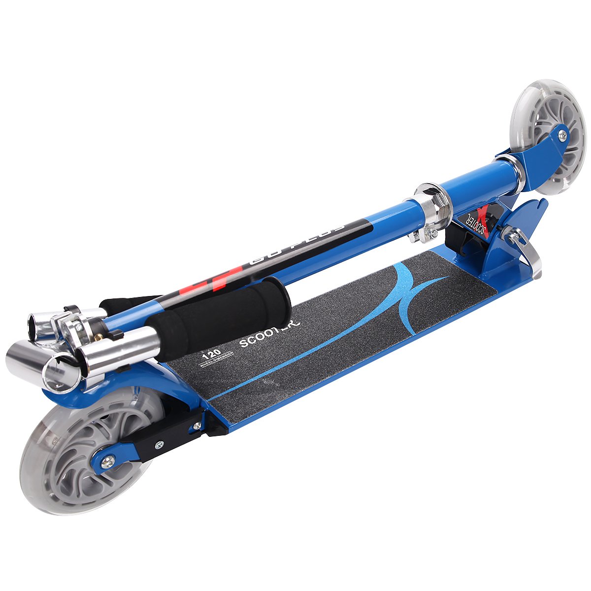 Kids Aluminum Folding Stunt Scooter with LED Wheels-Navy