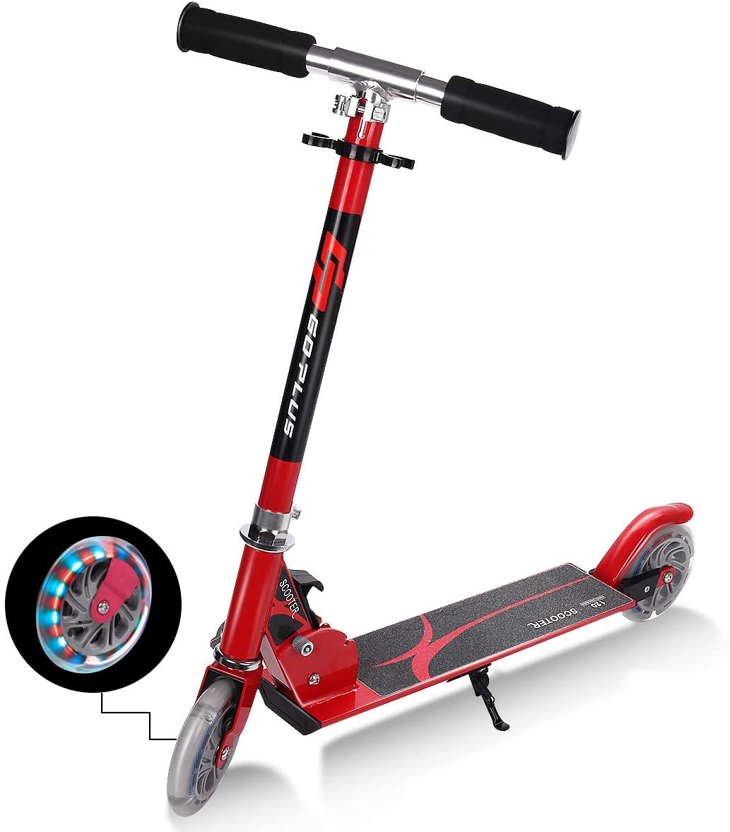 Kids Aluminum Folding Stunt Scooter with LED Wheels-Navy