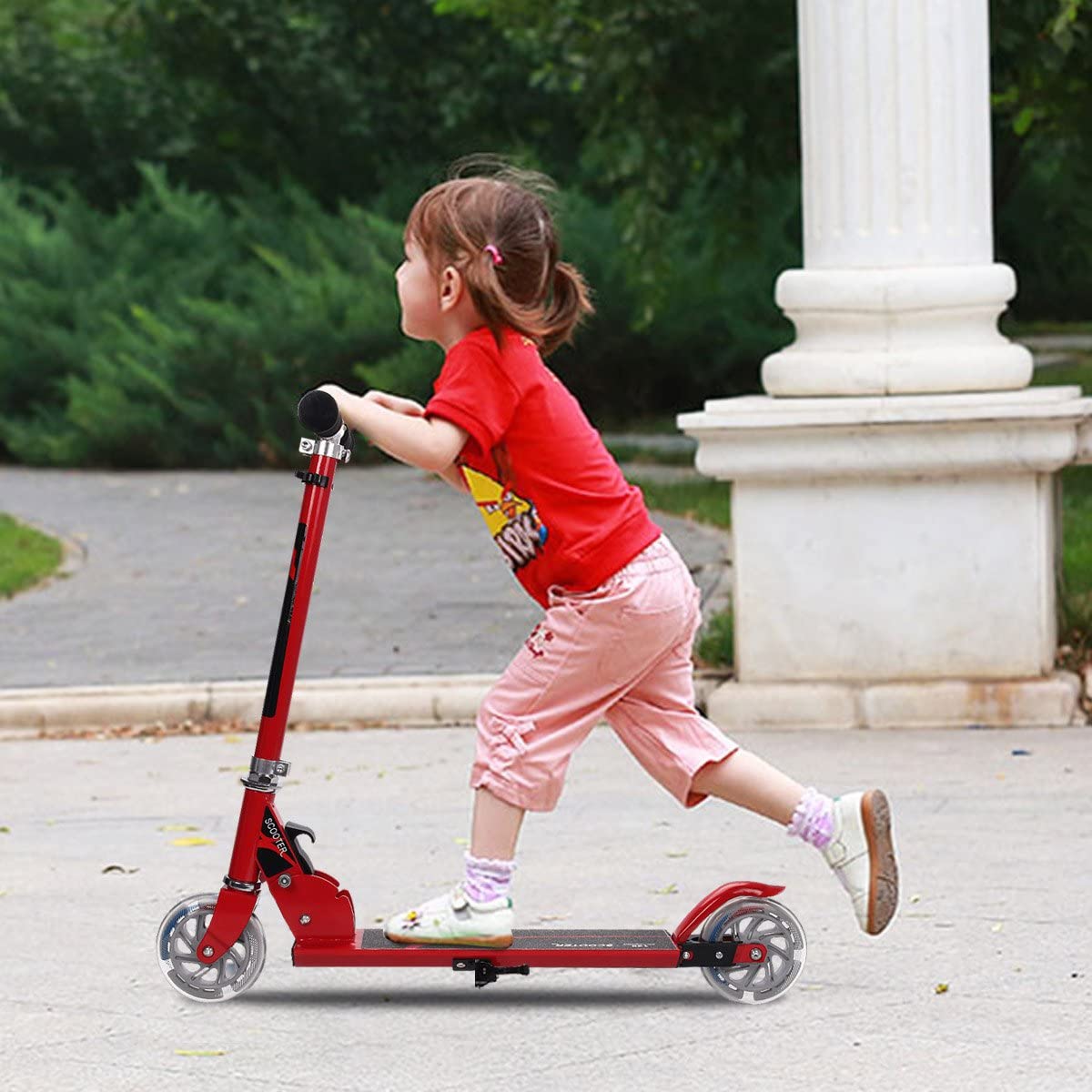 Kids Aluminum Folding Stunt Scooter with LED Wheels-Navy