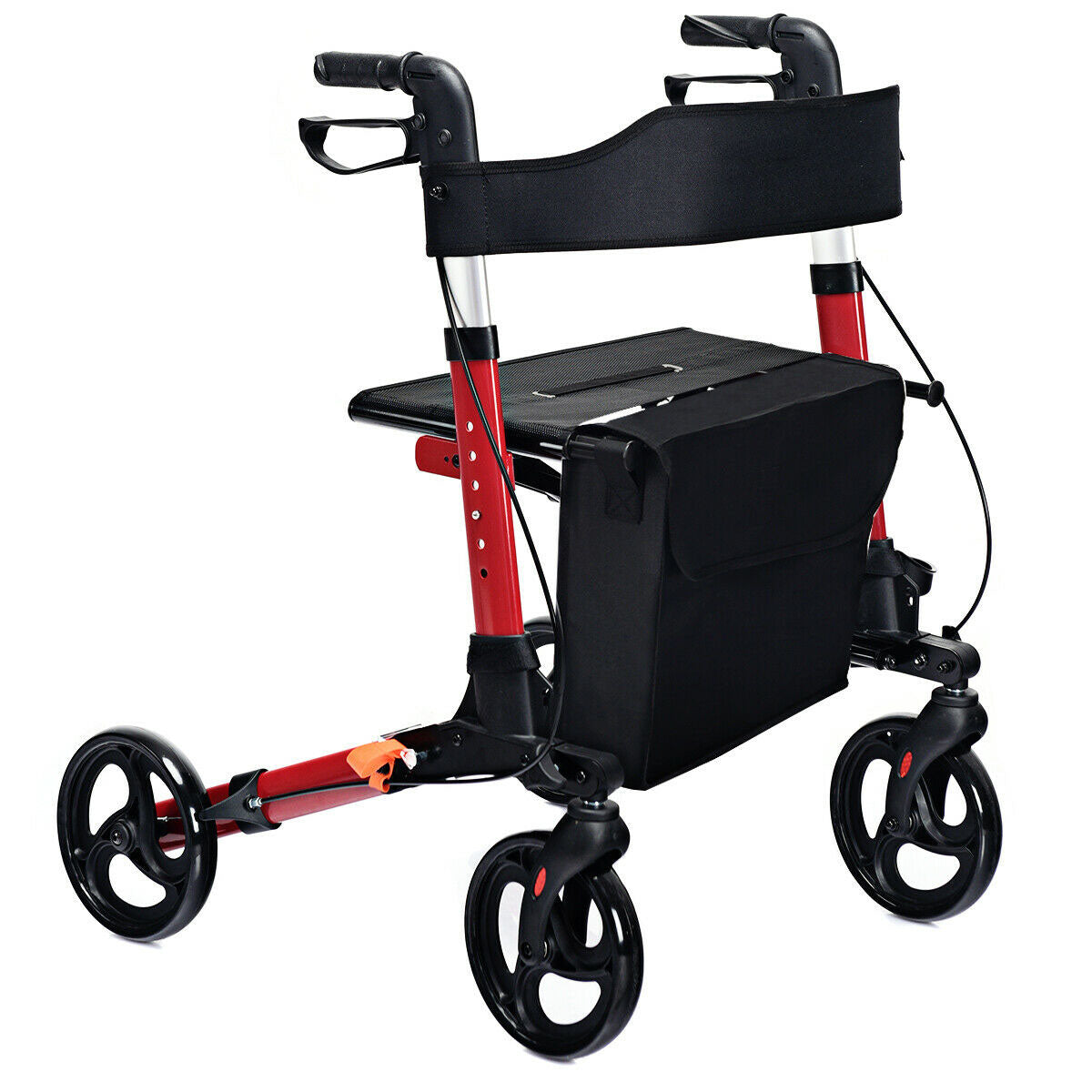 Foldable Rollator Mobility Aid with Bag-Black