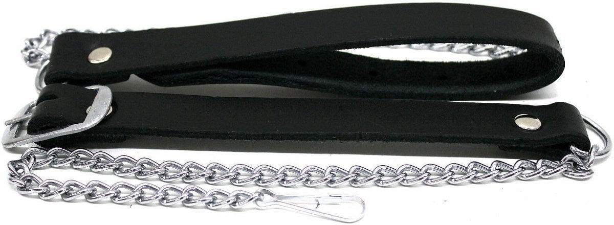 Genuine Black Leather Sporran Chain Belt – Scottish Men's Kilt Accessory