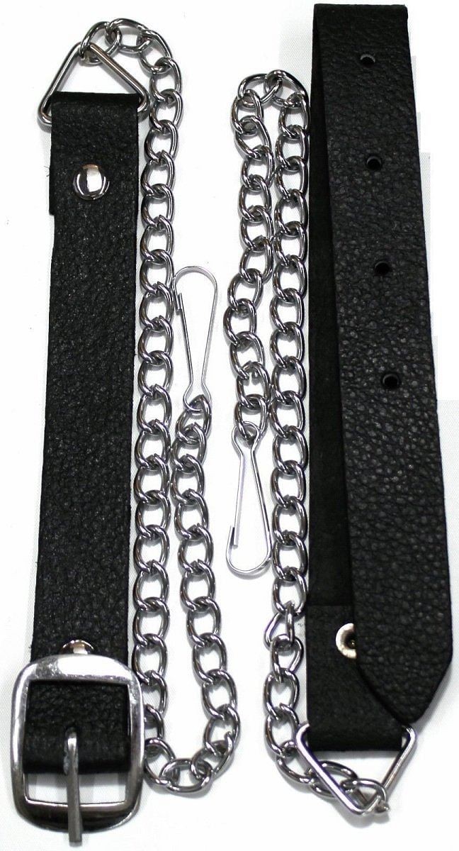 Genuine Black Leather Sporran Chain Belt – Scottish Men's Kilt Accessory