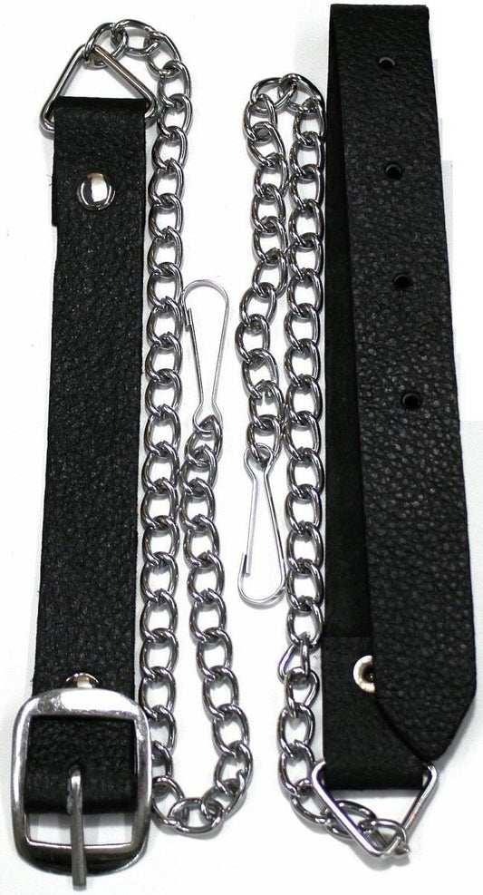 Genuine Black Leather Sporran Chain Belt – Scottish Men's Kilt Accessory