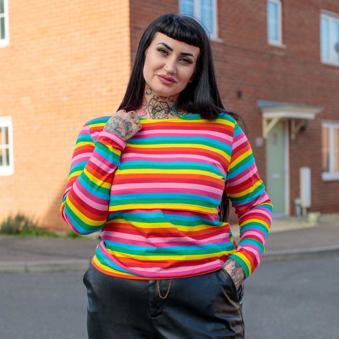 Roxy Rainbow Breastfeeding Top - Soft Cotton Nursing Top by MilkyMoon