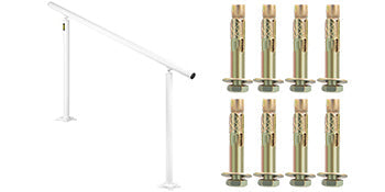 VEVOR Handrail for Outdoor Steps Aluminum Stair Handrail Fit 0-5 Steps w/ Installation Kit Building & Hardware Home Improvement