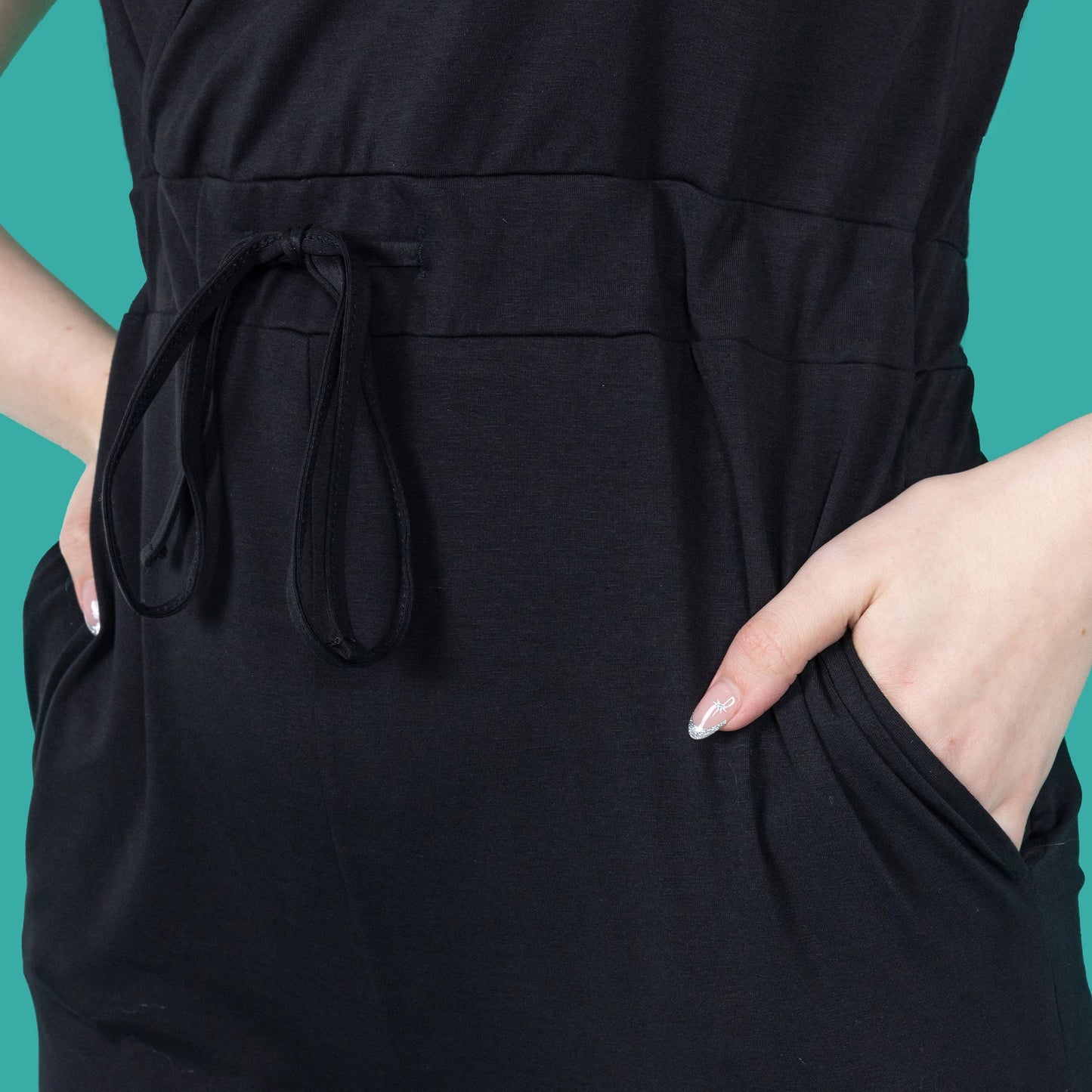 Breastfeeding Jumpsuit Black – Classic Cotton Nursing Jumpsuit with Pockets | Sizes 6-24