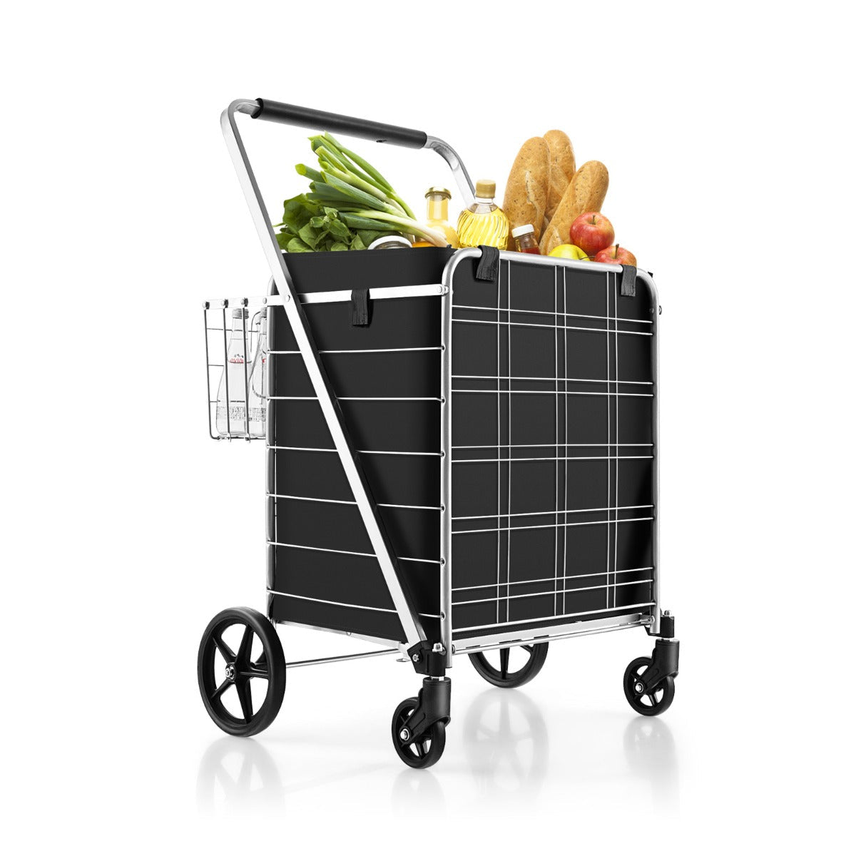 Folding Shopping Cart with Waterproof Liner-Black