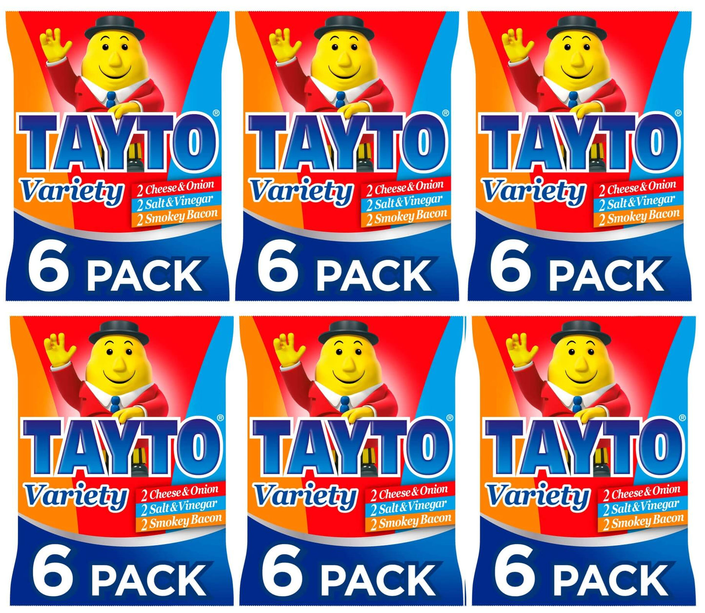 Tayto Variety Pack 25g – 36er-Pack (6 x 6er-Packs) | Irische Chips