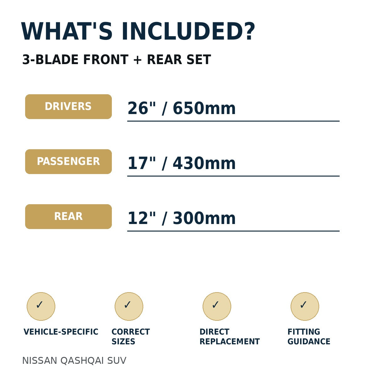 NISSAN QASHQAI SUV Nov 2013 to Jun 2021 Wiper Blade Set
