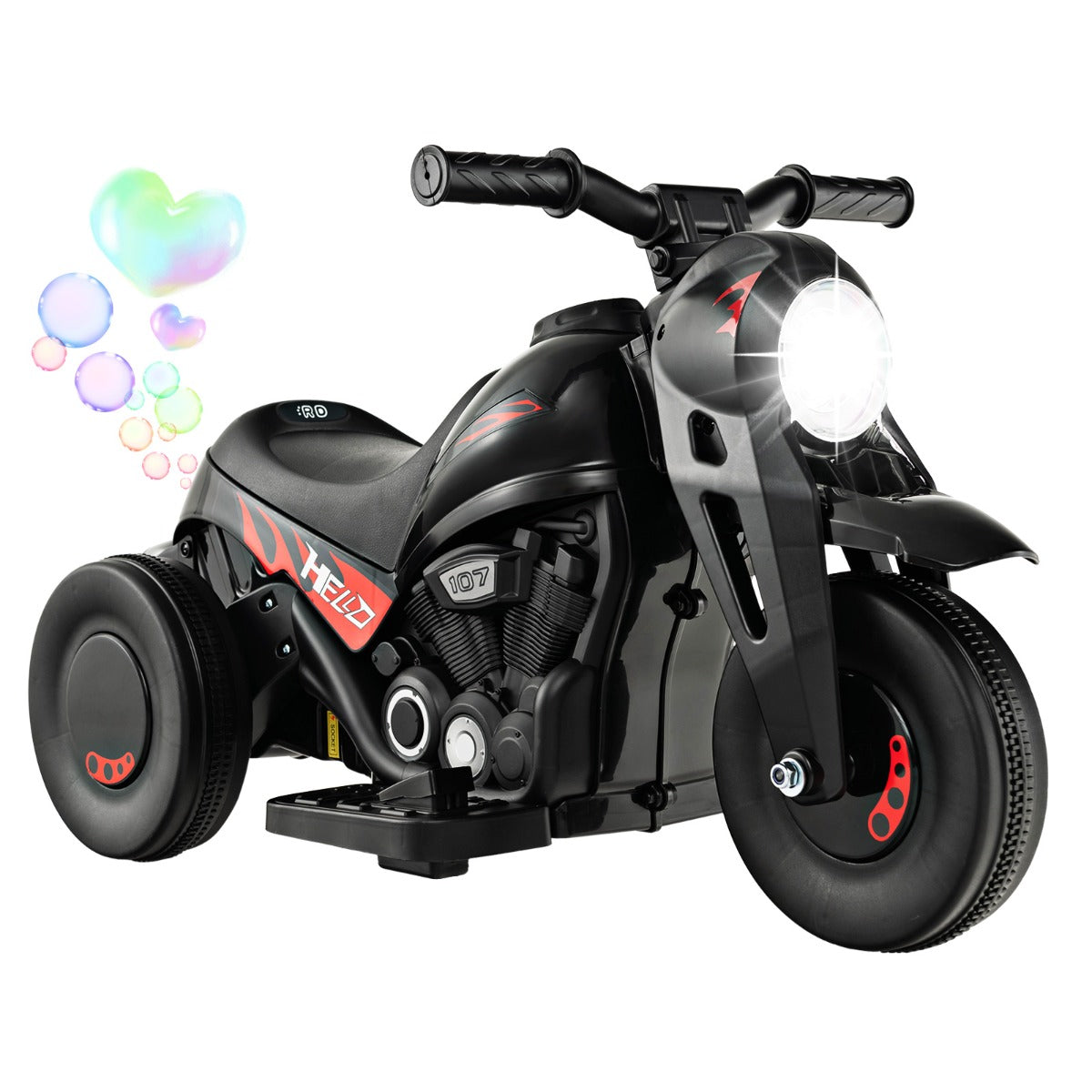 6V Electric Kid Ride on Motorcycle with Bubble Maker-Beige