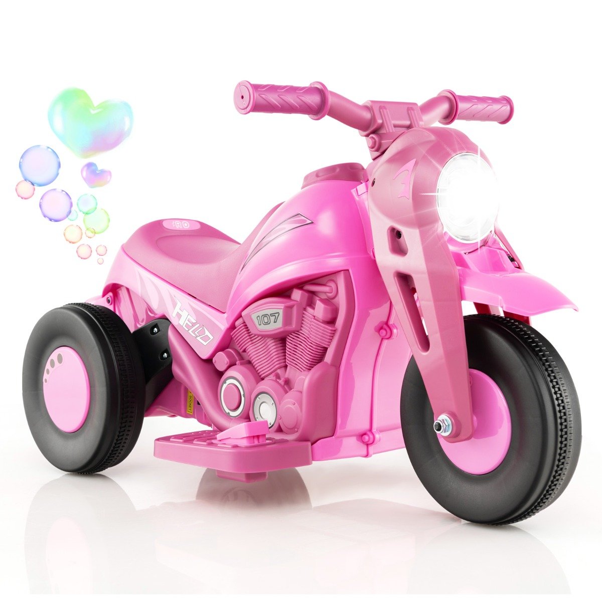 6V Electric Kid Ride on Motorcycle with Bubble Maker-Beige
