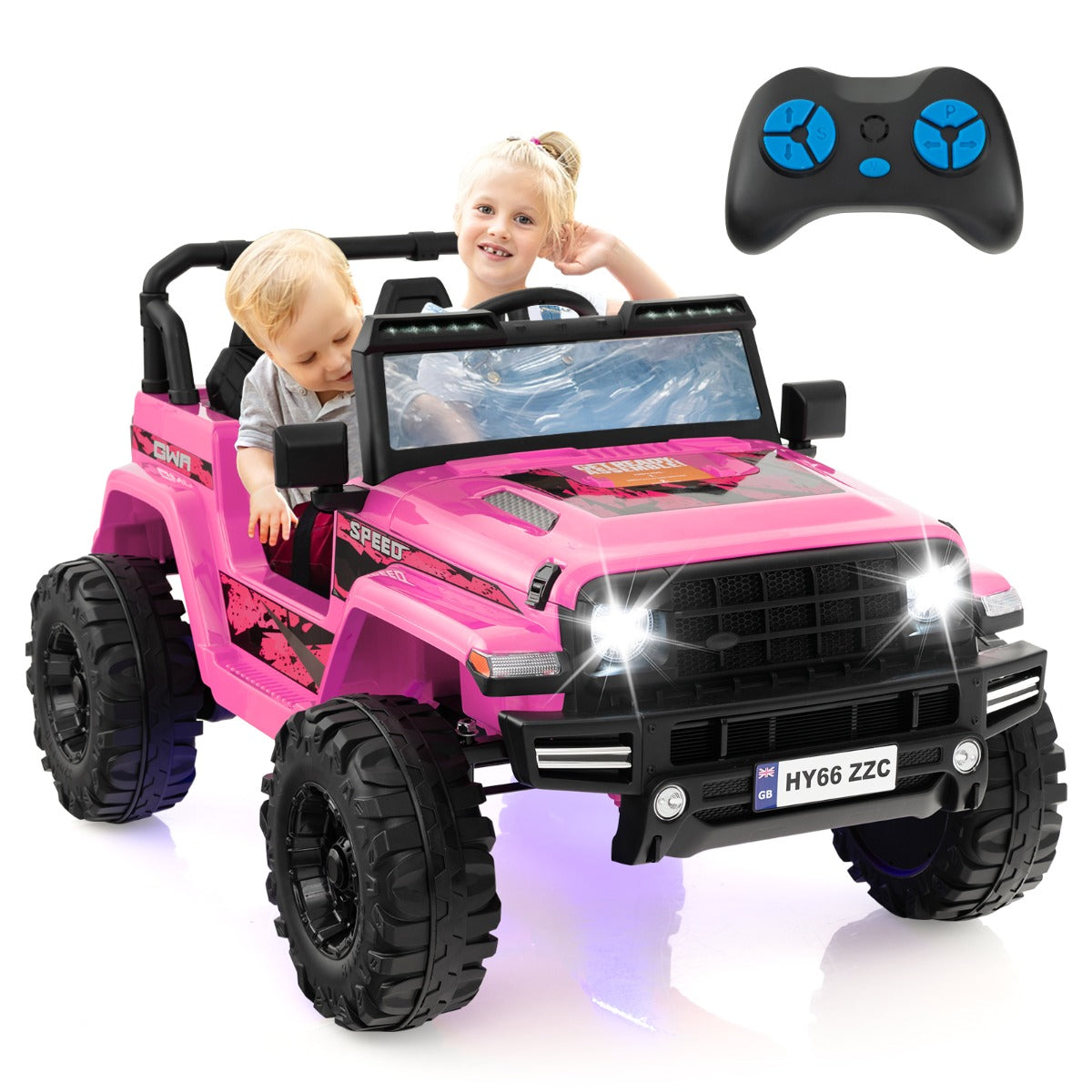2-Seater Ride-on Car with Parent Remote Control-Green