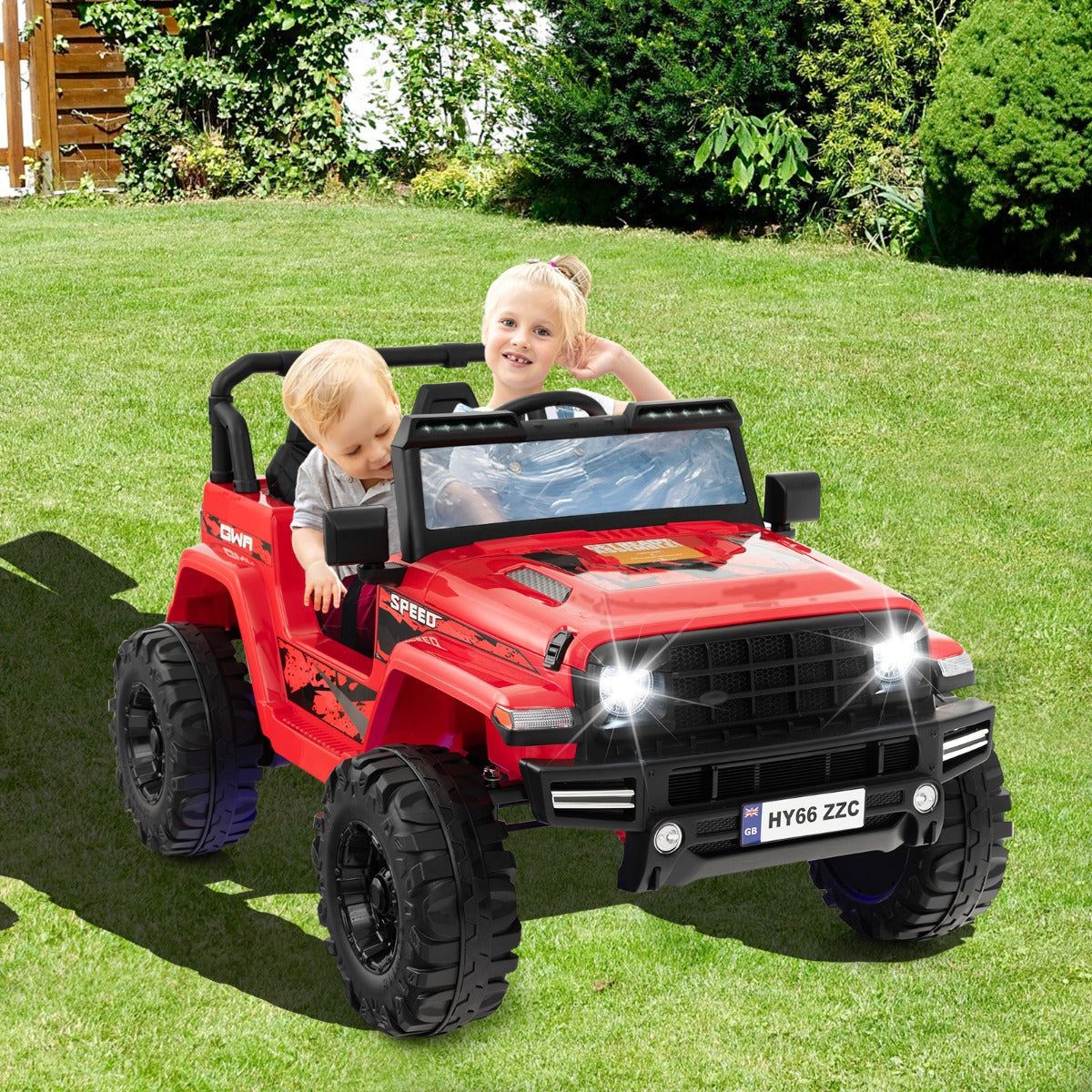 2-Seater Ride-on Car with Parent Remote Control-Green