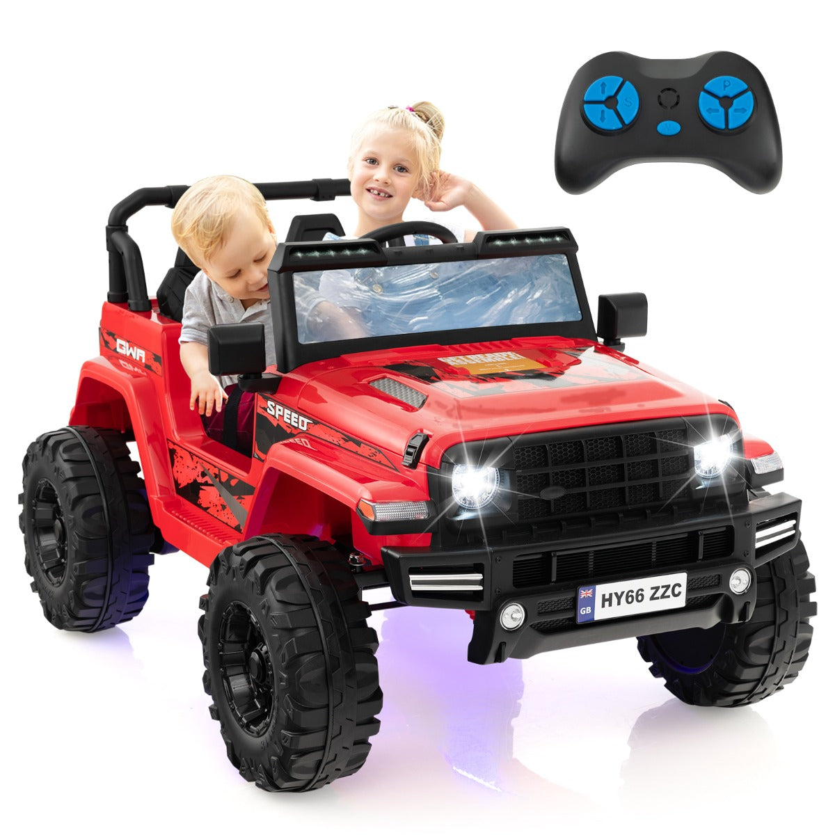 2-Seater Ride-on Car with Parent Remote Control-Green