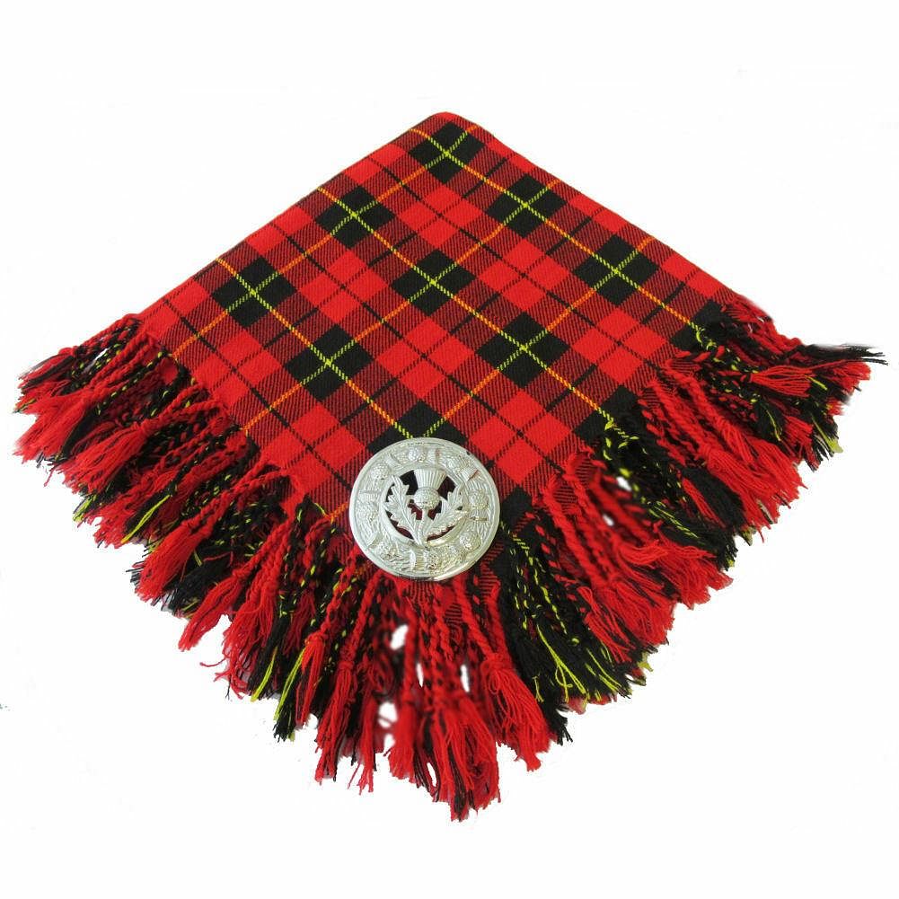 Traditional Scottish Highland Acrylic Wool Tartan Fly Plaids with Thistle Brooch