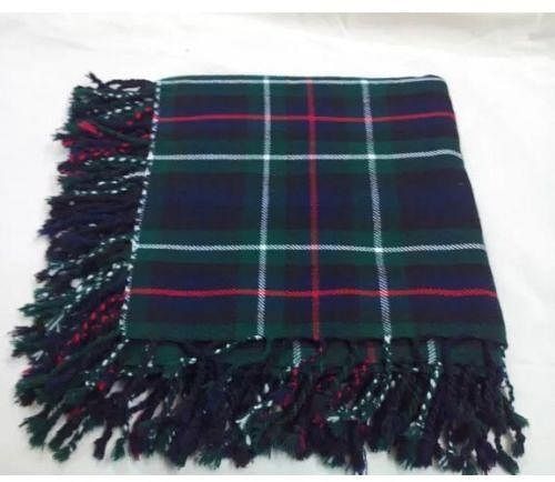 Traditional Scottish Highland Acrylic Wool Tartan Fly Plaids with Thistle Brooch