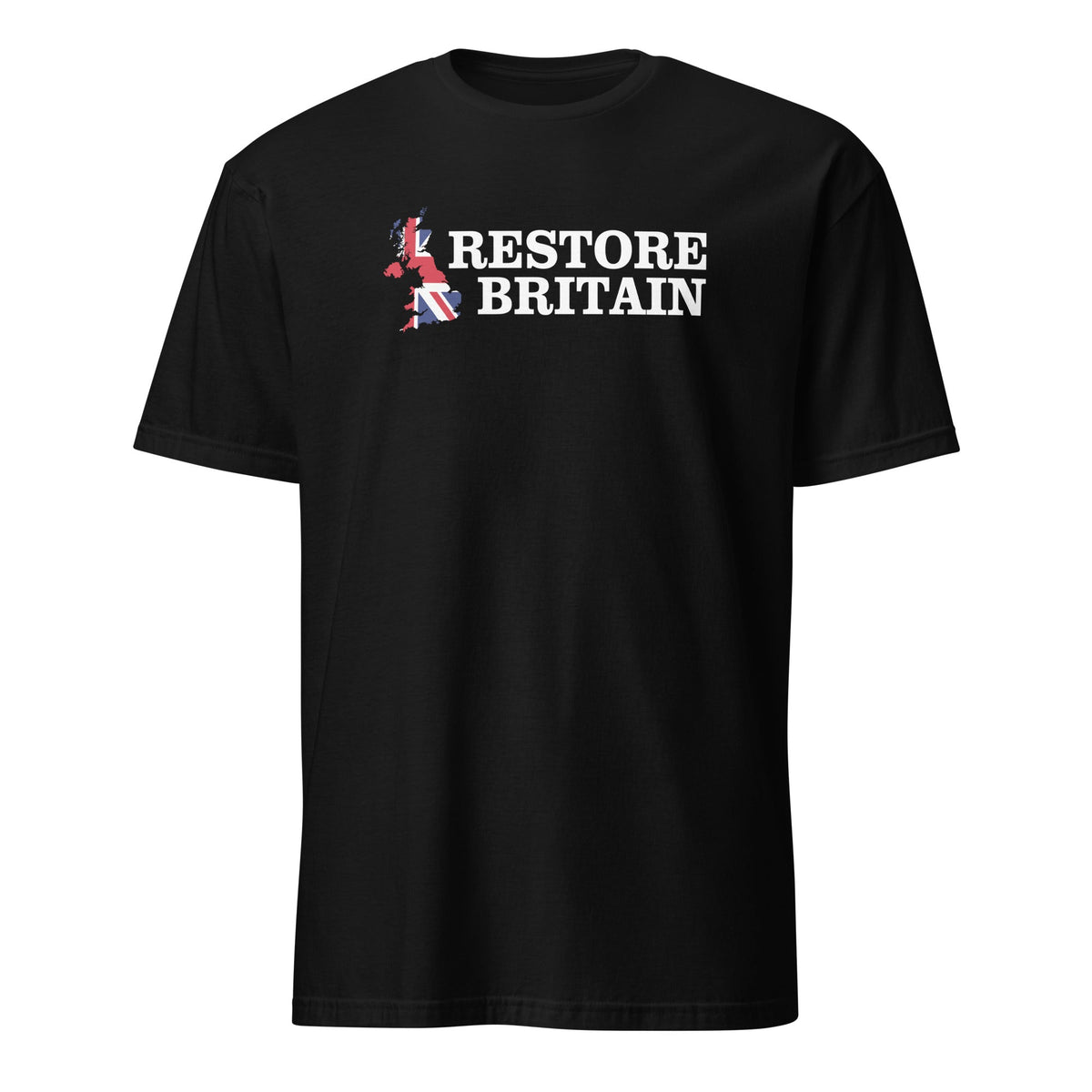 Restore Britain T-Shirt - Printed Cotton Shirt Navy British Flag Politics Party