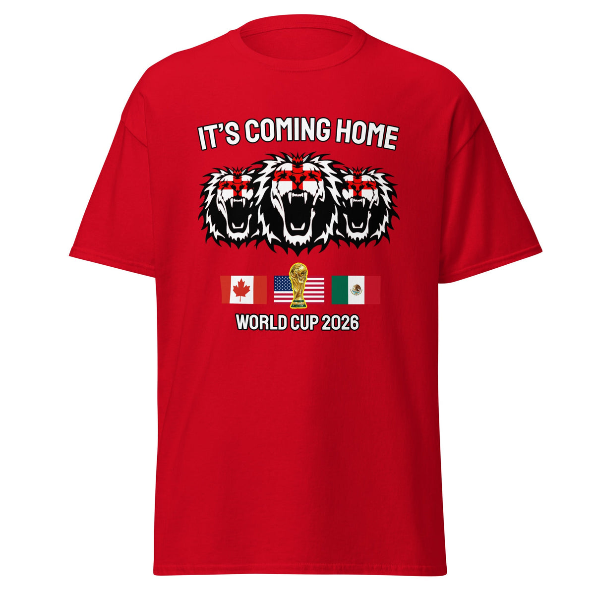 England World Cup 2026 T-Shirt It's Coming Home 3 Lions Football Shirt Unisex