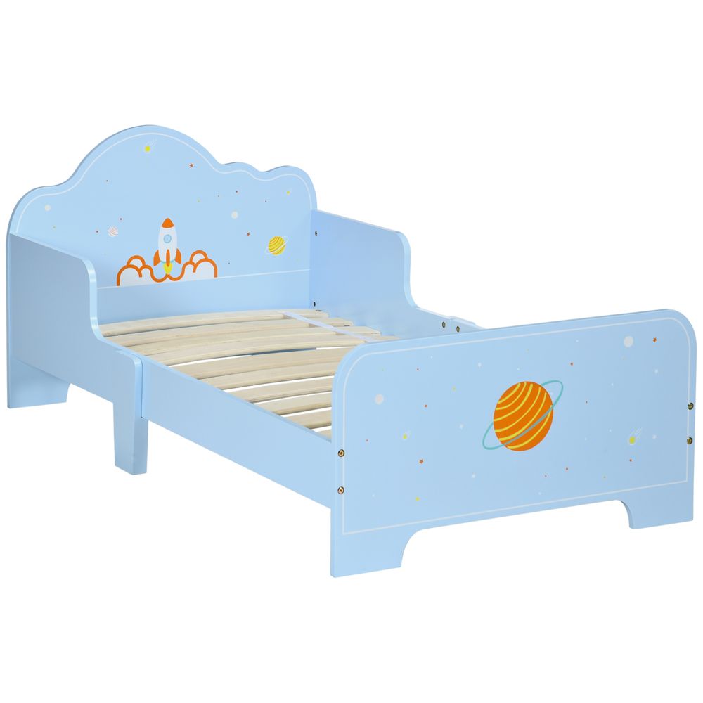 ZONEKIZ Toddler Bed with Space-Themed Patterns | Ages 3–6 | Boys & Girls