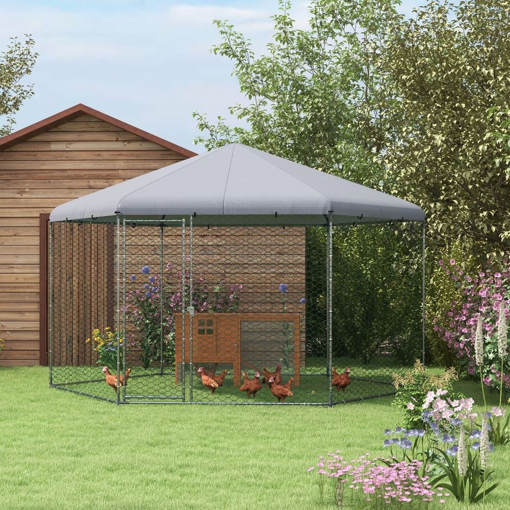 PawHut Walk-In Chicken Run | Large Outdoor Enclosure for 10–15 Chickens, Rabbits & Ducks