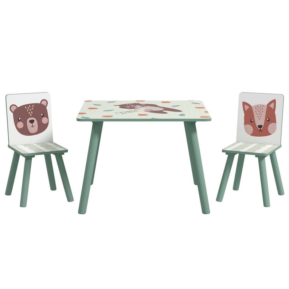 Kids Table and Chairs Set with 2 Chairs | Green | Ages 3–8
