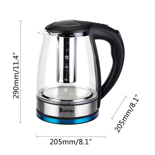 ZOKOP HD-1861-A 1.8L Electric Glass Kettle with LED Lights | 2000W | UK Plug