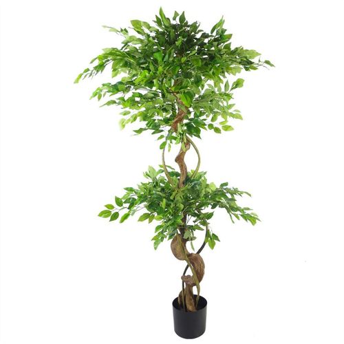 150cm Twisted Trunk Artificial Japanese Fruticosa Ficus Tree Black Planter
