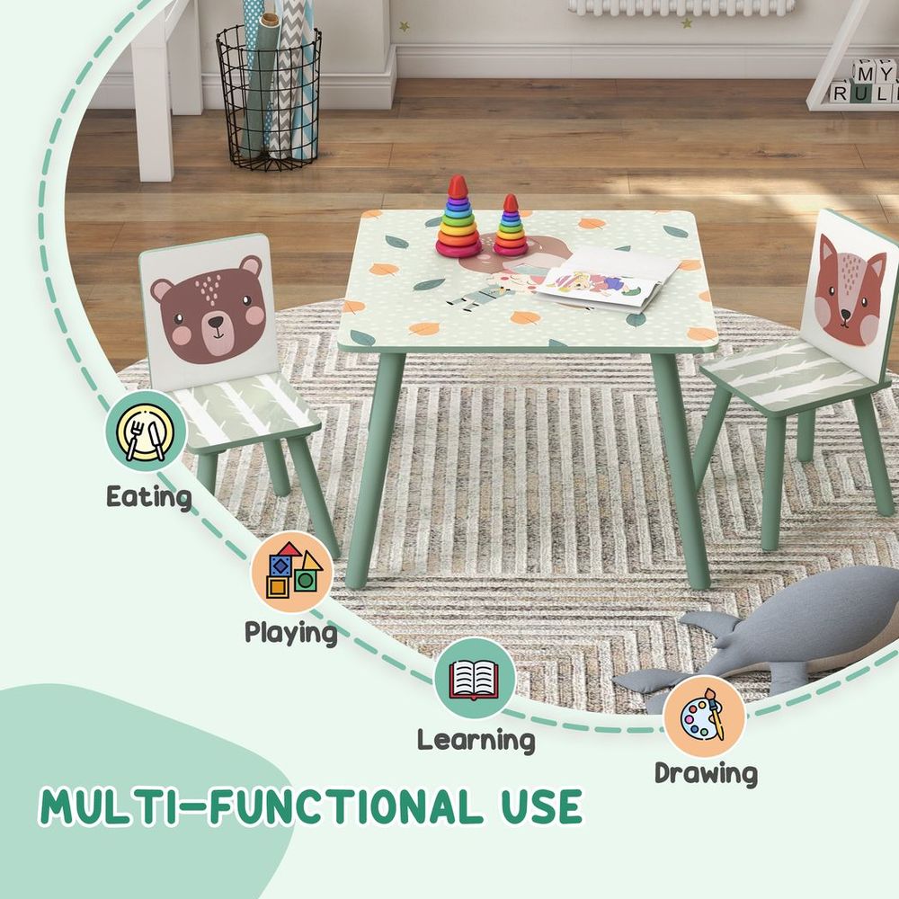 Kids Table and Chairs Set with 2 Chairs | Green | Ages 3–8