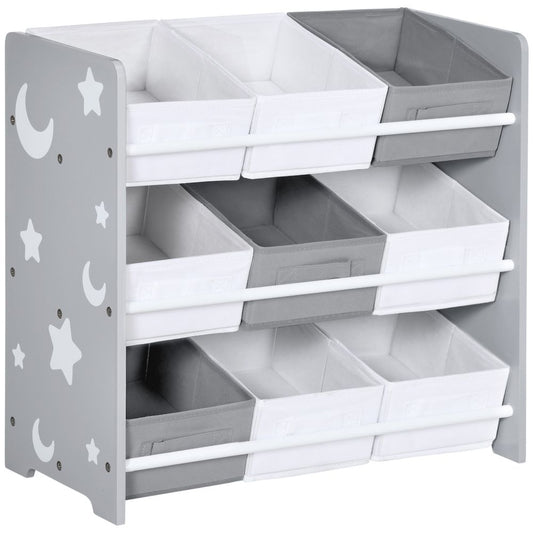 ZONEKIZ 9-Basket Kids Storage Unit for Nursery & Playroom – Grey