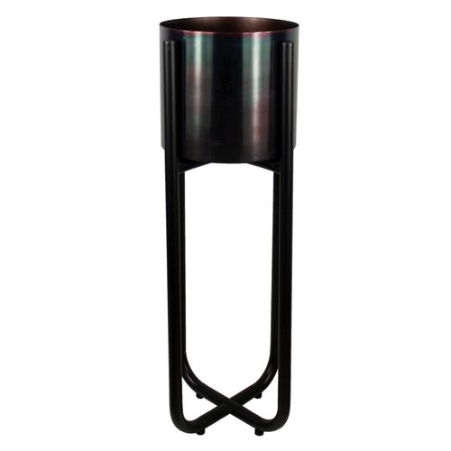 Tall Black Stand with Iridescent Rainbow Metal Planter 62cm x 18cm