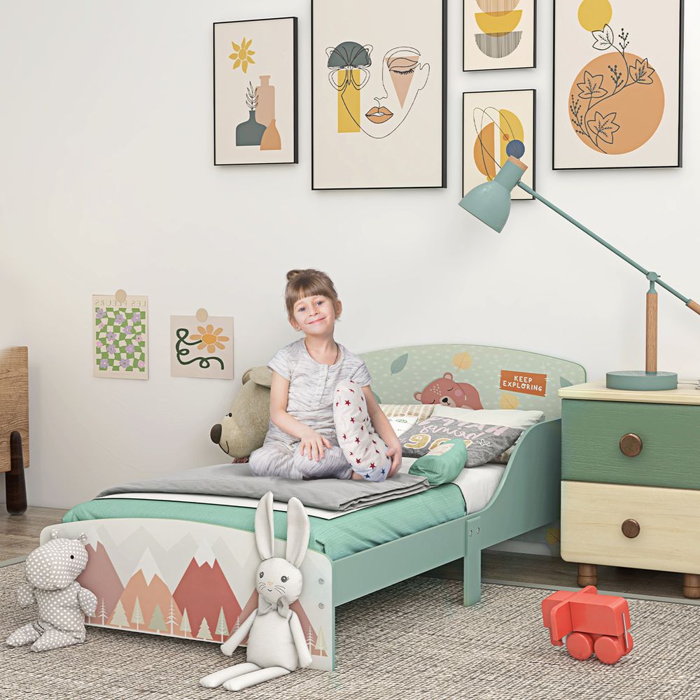 ZONEKIZ Toddler Bed Frame | Kids Bedroom Furniture | Ages 3–6 | Green