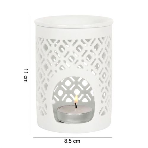 White Matte Lattice Cut Oil Burner