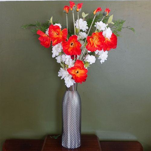 50cm Smoke Grey Diamond Tall Glass Vase