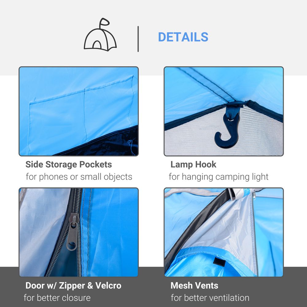Outsunny 3-Man Camping Tent | 2 Rooms, Porch, Rainfly & Vents | Weather-Resistant