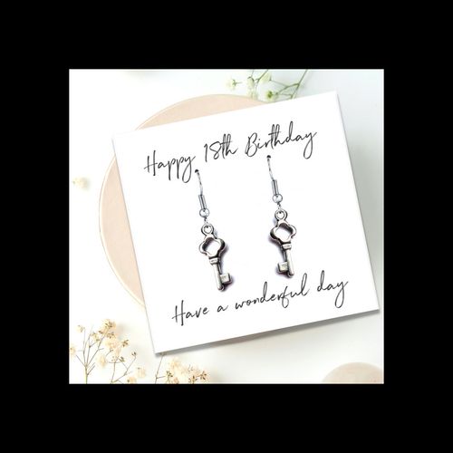 Happy 18th Birthday Earrings & Message Card