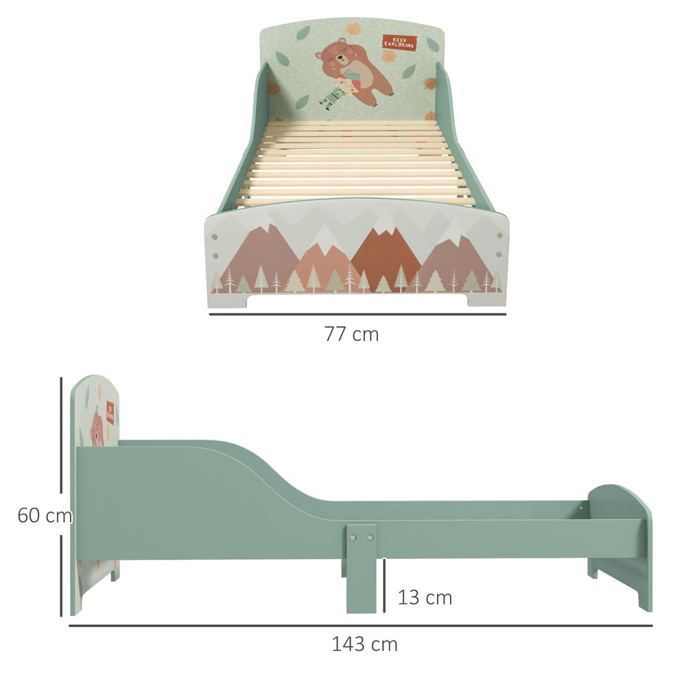 ZONEKIZ Toddler Bed Frame | Kids Bedroom Furniture | Ages 3–6 | Green