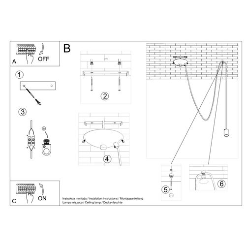 Pendant lamp fabric, steel Edison loft Design E27