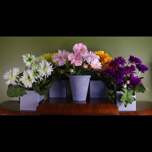 Artificial Potted Daisy Flowering Plant Purple