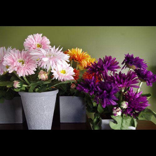 Artificial Potted Daisy Flowering Plant Purple
