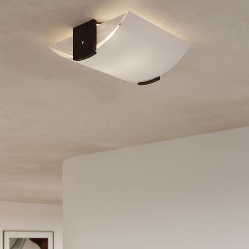 Ceiling lamp wood, glass Emilio modern Design E27